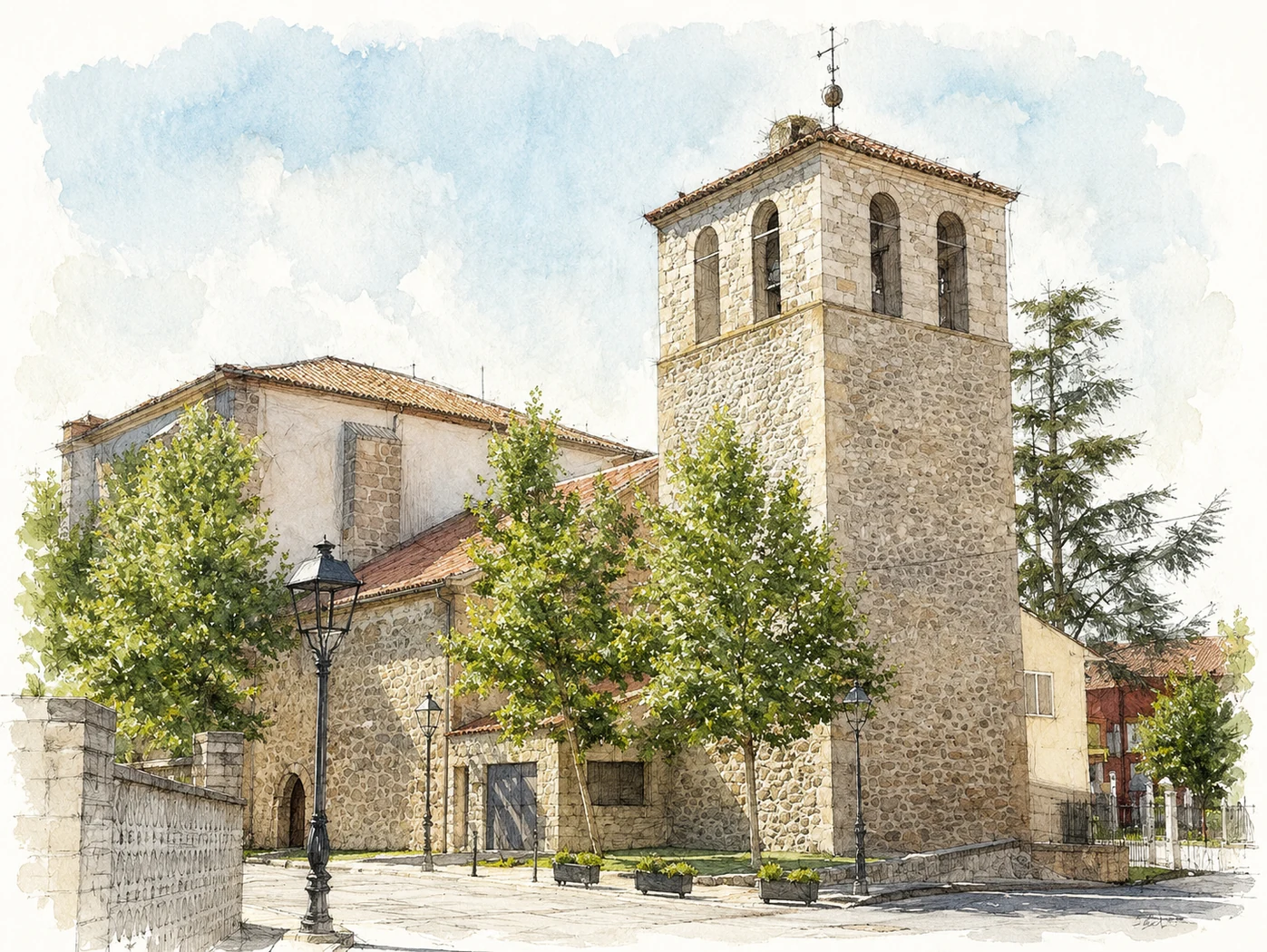 Ilustración en acuarela de la Parroquia de la Inmaculada Concepción